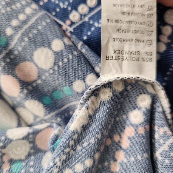 Shoreline Blue Sleeveless Dress 1X-2X Abstract Dot Pattern Knee Length Lightweig - Picture 14 of 15